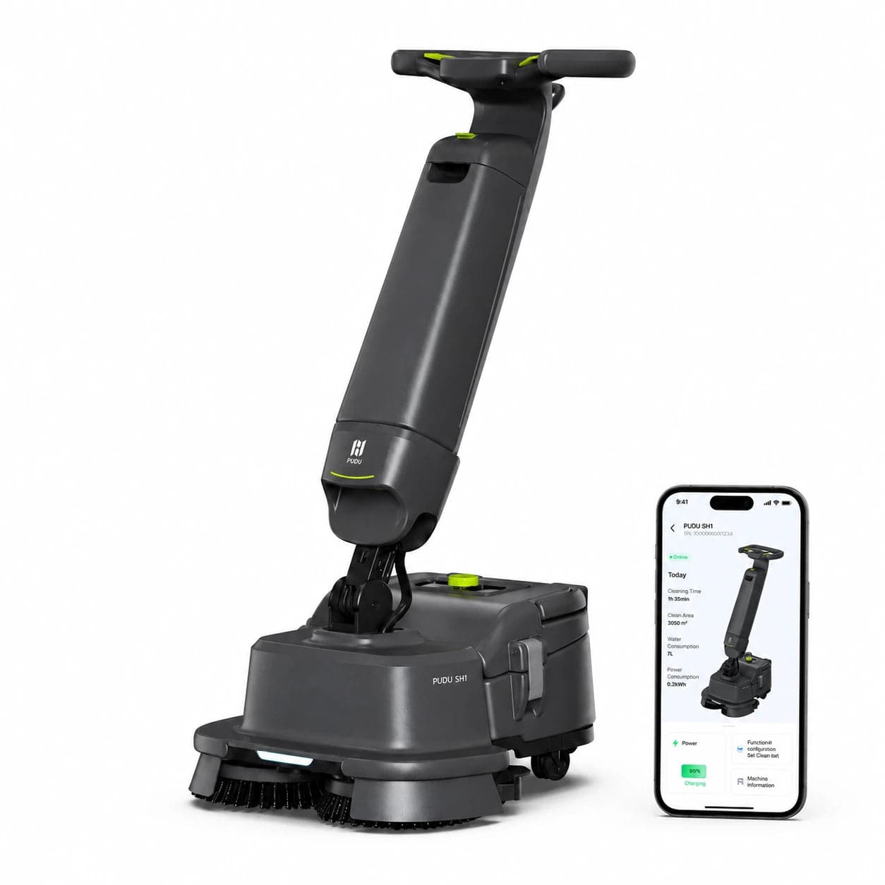 PUDU SH1 compact upright scrubber
