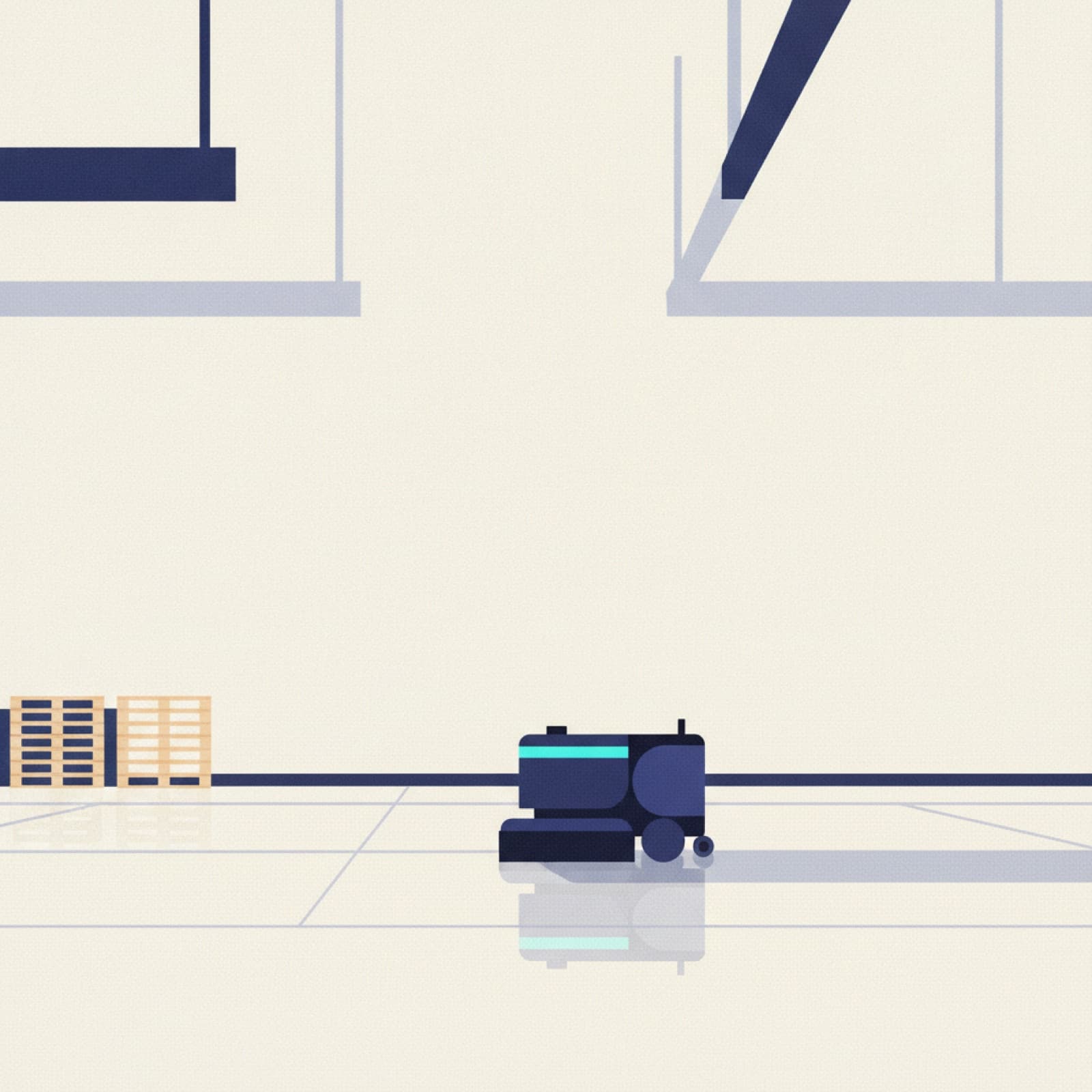 An exhibition hall between two shows, floor bare after bump-out