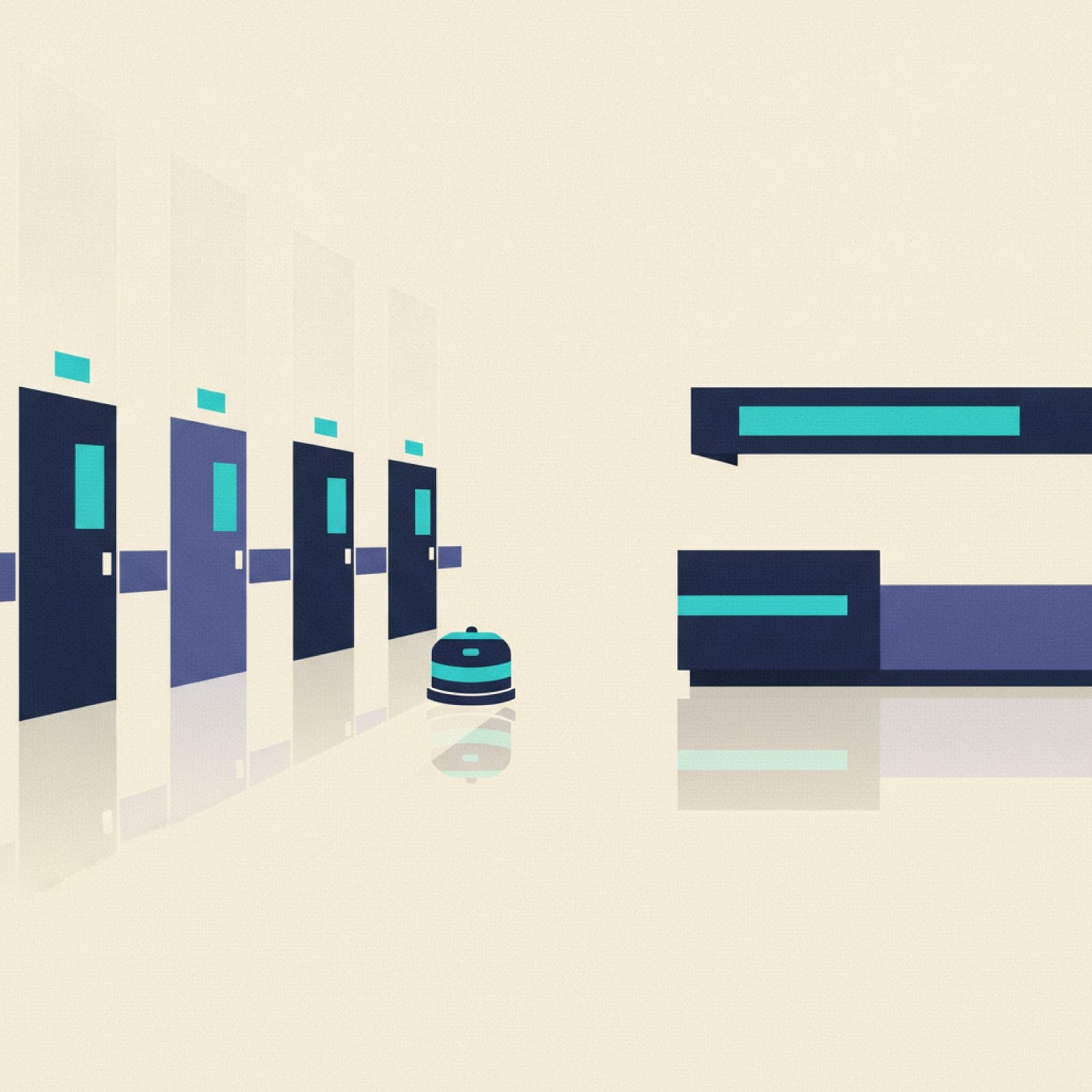 A hospital corridor cleaned by an autonomous scrubber