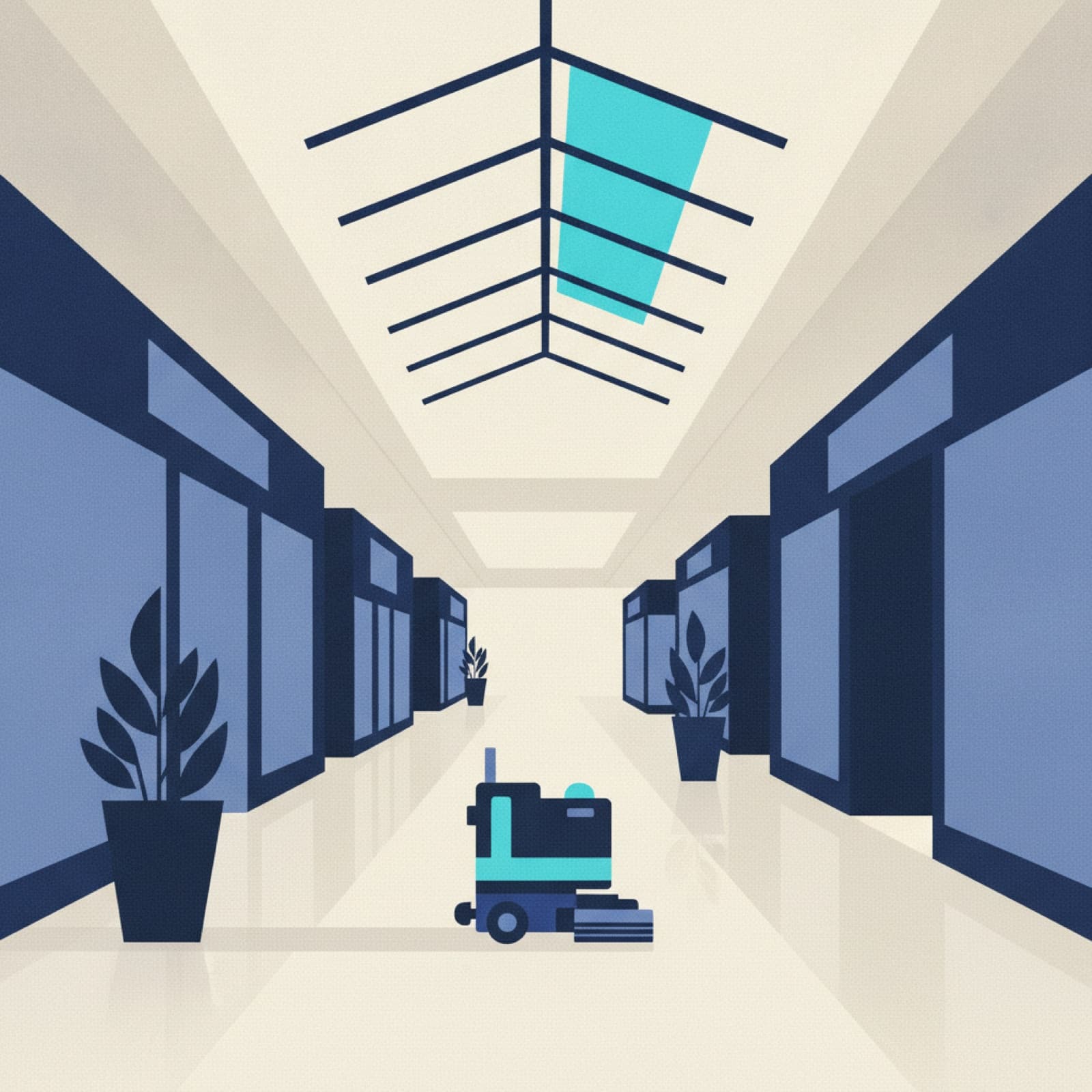 A shopping centre concourse cleaned during trading hours